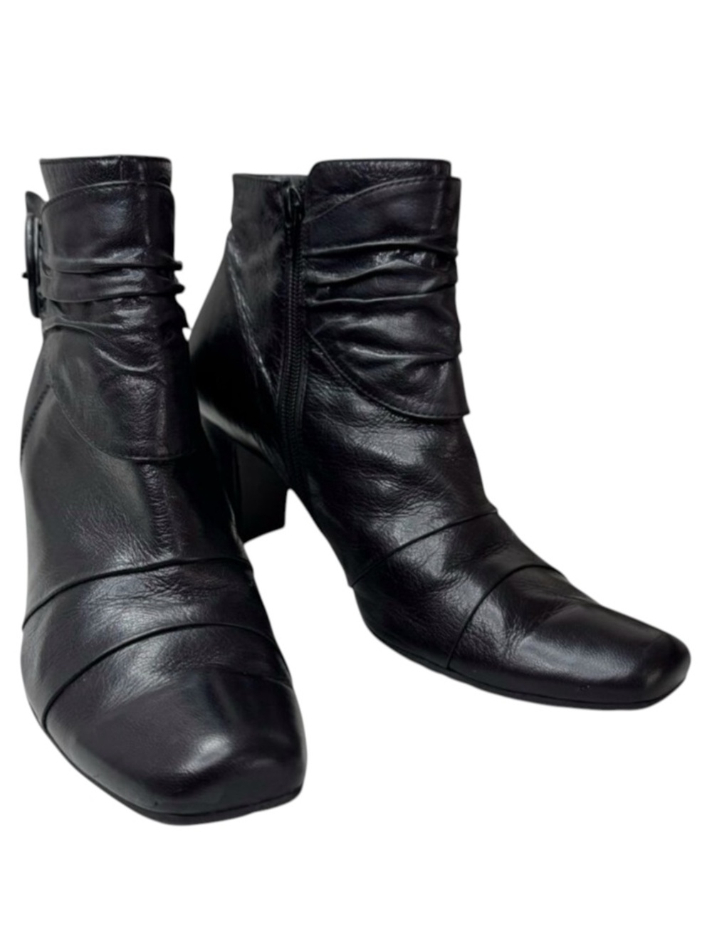 Paul Green Black Leather Ankle Boots Handmade Austria Women’s SZ:10.5 UK 8